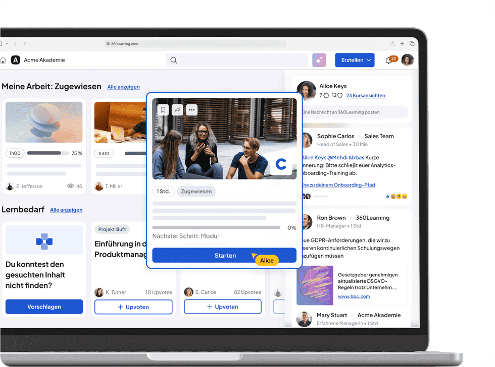 360 Learung LMS in aktion desktop